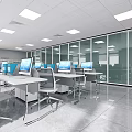 Modern Public Office Space With Bright Lighting Large Windows Ergonomic Chairs And Green Plants