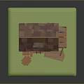 Colorful Roof Wooden House With Orange Walls Ladder Stone Base And Green Grass