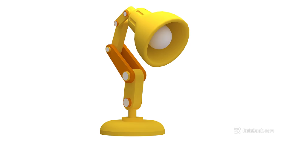 Yellow Adjustable Desk Lamp With Flexible Arm White Bulb And Yellow Base 3d model