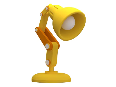 Yellow Adjustable Desk Lamp With Flexible Arm White Bulb And Yellow Base 3d model