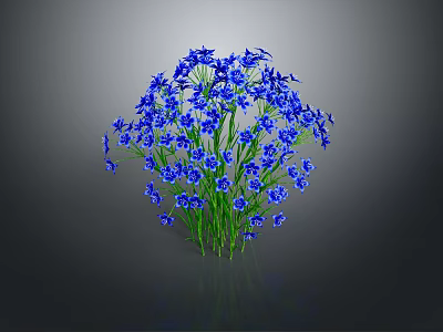 Vibrant Blue Flowering Plant With Small Blooms And Green Stems 3d model