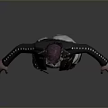 3D Character Model With Purple Hair Gas Mask And Tactical Outfit Design