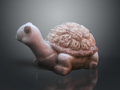Handmade Turtle Sculpture Carving with Detailed Shell Texture Lifelike Limbs and Clay Material 3d model