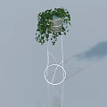 White Swing Door Design With Metal Plant Stand And Green Potted Plant