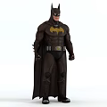 Batman Game Movie Character In Brown Costume With Yellow Bat Symbol Cape And Utility Belt