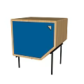 Modern Bedside Table Design With Wooden Frame Blue Panel And Black Legs