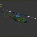 Green Helicopter Aircraft With Red And White Striped Rotors And Tail Structure Design