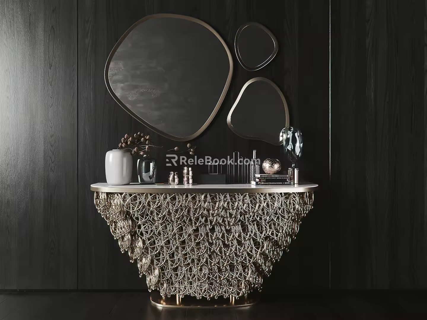Light Luxury End View Desk 3d model