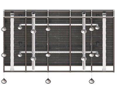 Modern Ceiling Design With Metal Grid Framework And Suspended Elements 3d model