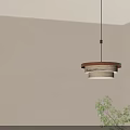 Modern Wooden Pendant Light With Two Tier Design And Light Dark Wood Tones