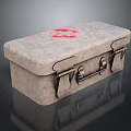 Medical Equipment First Aid Kit With Gray Case Red Cross Symbol And Metal Latches