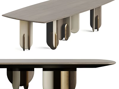 Modern Dining Table With Wooden Top And Metal Legs Design Structure 3d model