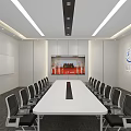 Modern Conference Room Interior With Rectangular Table Black Chairs And Large Screen 3d model