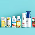 Assorted Beverages Including Dairy Drinks And Fruit Juices With Colorful Packaging