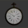 Vintage Silver Pocket Watch With Round Dial And Roman Numerals Metal Case Crown Time