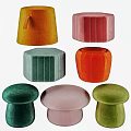 Soft Plush Sofa Stools With Multiple Colors And Different Shapes 3d model
