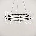 Modern Black And White Circular Hanging Chandelier With Geometric Accents