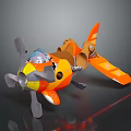 Orange Yellow Mini Space Plane Model With Propeller And Cockpit Design 3d model