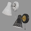 Modern White and Black Wall Lamps with Scallop Patterns and Gold Accents 3d model