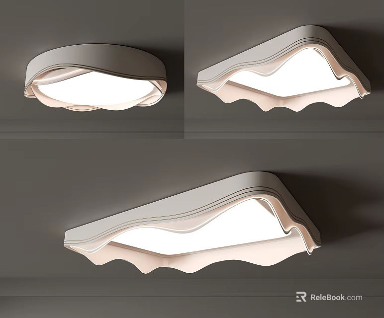 Modern Elegant Ceiling Light With Wave Shaped Design For Home Interior Lighting 3d model