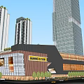 Modern High Rise Office Building With Commercial Complex And Shopping Mall