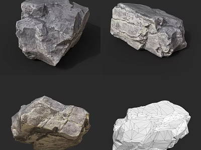 Natural Stone and Wood Materials With Textured Surfaces And Organic Shapes 3d model