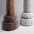 Chinese style pillar Xiangyun solid wood pillar 3d model