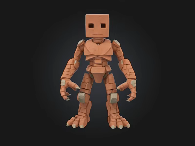 Brown Block Head Doll With Jointed Limbs And 3D Model Design 3d model