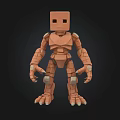 Brown Block Head Doll With Jointed Limbs And 3D Model Design
