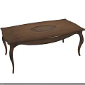Elegant Wooden Desk With Carved Legs Rectangular Top And Circular Center 3d model