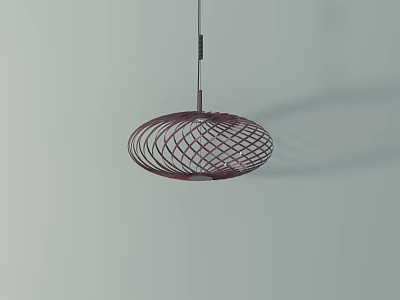 Stylish Modern Red Woven Lattice Pendant Light Suspended Against Light Background 3d model