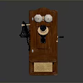 Vintage Wooden Telephone Classic Electronic Appliance with Rotary Dial and Handset
