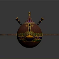 Steampunk Cosmic Spaceship With Ornate Spire Vibrant Color Accents And Wing Structures