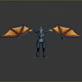 Blue Dragon Like Game And Movie Character With Orange Yellow Wings And Sharp Claws