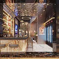 Stylish Modern Bar Interior Design With Mirrored Ceiling Counter Stools And Bottle Shelves