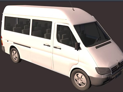 White Mercedes Commercial Van With Spacious Seats And Multiple Windows Design 3d model