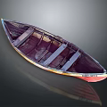 Traditional Wooden Boat With Dark Hull Light Edges And Wooden Seats For Water Transport