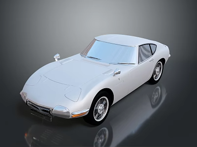Classic Silver Two Door Sports Car With Sleek Retro Design And Reflective Surface 3d model