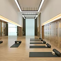 Modern Spacious Fitness Studio With Yoga Mats Blocks Resistance Bands And Mirrors On Wooden Floor