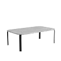Modern Rectangular Coffee Table With Marble Top And Black Metal Legs For Living Room