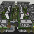 Modern Residential Community With High Rise Buildings And Green Landscaping