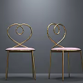 Elegant Modern Dining Chairs With Golden Frame Bow Shaped Backrest And Pink Blue Seats