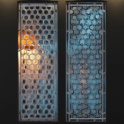 Modern Casement Windows With Hexagonal Hollow Design And Metal Material Allowing Warm And Natural Light 3d model