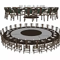 Elegant Round Dining Table Set With Multiple Wooden Chairs For Dining Room 3d model