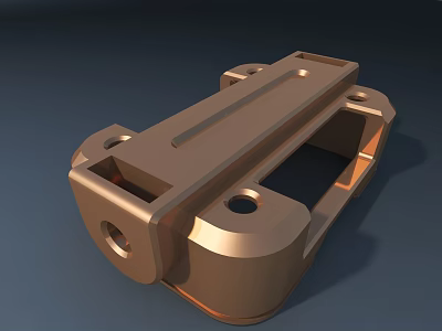 Metallic Mechanical Part 3D Model With Rectangular Frame And Mounting Holes 3d model