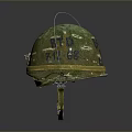 Military Weapon Helmet With Camouflage Pattern Transparent Visor And Communication Headset 3d model