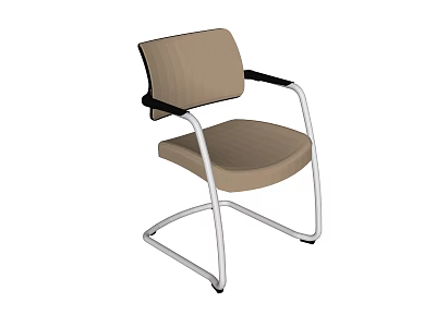 Beige Fabric Office Chair With Black Armrests And Silver Metal Frame Design 3d model