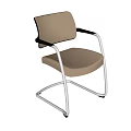 Beige Fabric Office Chair With Black Armrests And Silver Metal Frame Design