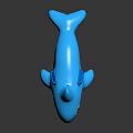 Blue Dolphin Shaped Children's Furniture Seat With Cartoon Eye And Button Detail