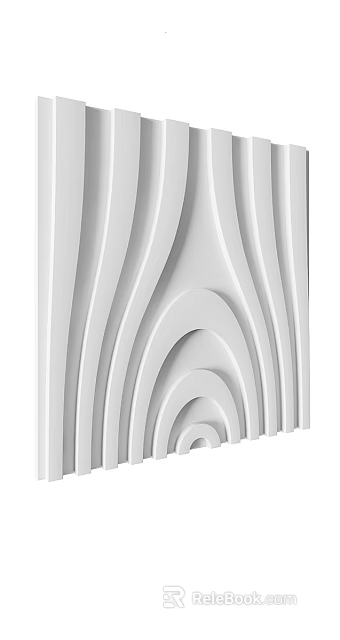 Modern White Decorative Wall Paneling With Curved Lines And Circular Patterns Design 3d model